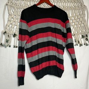 Vintage Lacoste black red gray stripe sweater